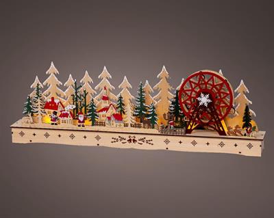 PAESAGGIO DI NATALE IN LEGNO CON GIOSTRA LUCI MOVIMENTO E MUSICA