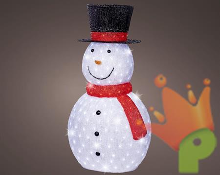 PUPAZZO DI NEVE IN ACRILICO LUMINOSO 300 LED BIANCO FREDDO H.107