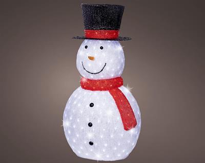 PUPAZZO DI NEVE IN ACRILICO LUMINOSO 300 LED BIANCO FREDDO H.107