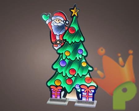 DECORAZIONE LUMINOSA BABBO NATALE CON ALBERO 1077LED MULTICOLOR