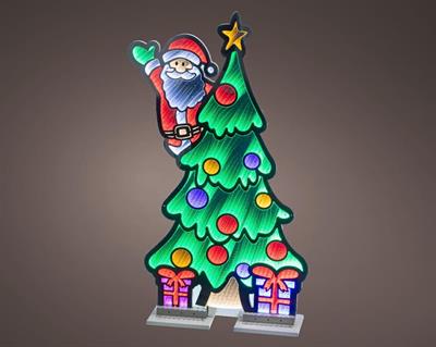 DECORAZIONE LUMINOSA BABBO NATALE CON ALBERO 1077LED MULTICOLOR