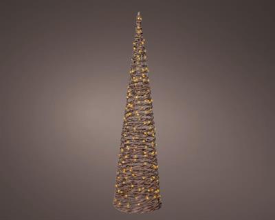 CONO IN VIMINI LUMINOSO 160LED BIANCO CALDO LUCE FISSA H.90X23 C