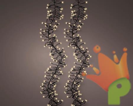 LUCI DI NATALE CLUSTER 2040 LED ORO CHIARO 19 MT CAVO NERO 8 GIO