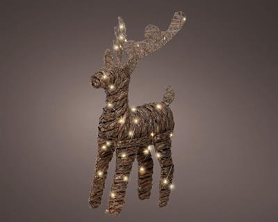 RENNA IN JUTA LUMINOSA 50 LED BIANCO CALDO H.55X30X12 CM