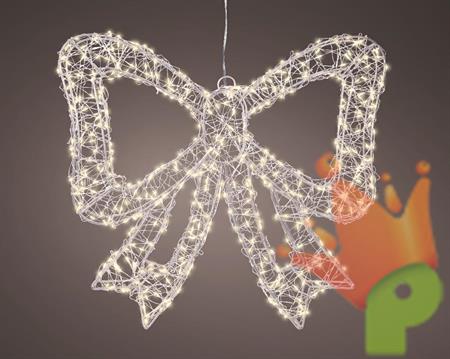 FIOCCO IN METALLO ARGENTO LUMINOSO 500 LED BIANCO CALDO H.34X38X