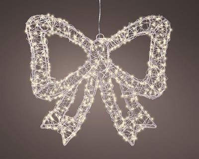 FIOCCO IN METALLO ARGENTO LUMINOSO 500 LED BIANCO CALDO H.34X38X