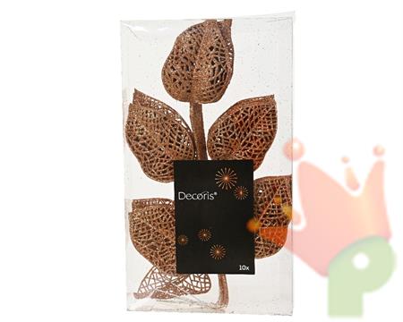 RAMETTO CON FOGLIE AMBRA GLITTER 10 PZ H.36X16X2 CM