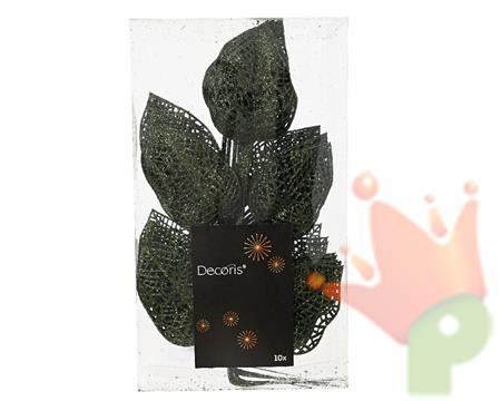 RAMETTO CON FOGLIE VERDE PINO GLITTER 10 PZ H.36X16X2 CM