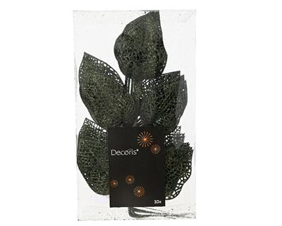 RAMETTO CON FOGLIE VERDE PINO GLITTER 10 PZ H.36X16X2 CM