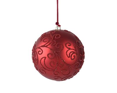 PALLINA DI NATALE ROSSO SCURO DECORATA 20 CM