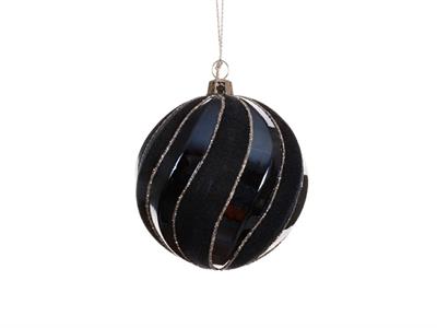 PALLINA DI NATALE BLU NOTTE LUCIDA OPACA GLITTER ORO 8 CM