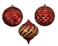PALLINA DI NATALE ROSSA DECORATA GLITTER ORO 20 CM 1 PZ ASSORTIT