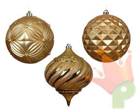 PALLINA DI NATALE ORO DECORATA CON GLITTER  20 CM 1 PZ ASSORTITO
