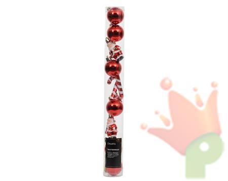 SET PALLINE PENDENTI BABBO NATALE CANDY CANDY ROSSI 4 CM 10 PZ