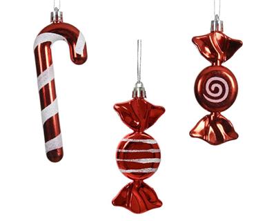 PENDENTE NATALIZIO CANDY ROSSA BIANCA H.12X4X1,2 CM ASSORTITA