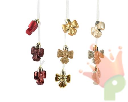 PENDENTI NATALIZI FIOCCHI 3,5 CM 3 PZ COLORE ASSORTITO