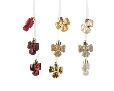 PENDENTI NATALIZI FIOCCHI 3,5 CM 3 PZ COLORE ASSORTITO