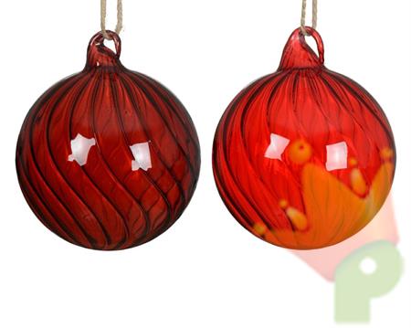 PALLINA DI NATALE ROSSA/BORDEAUX IN VETRO TRASPARENTE 8 CM 1 PZ