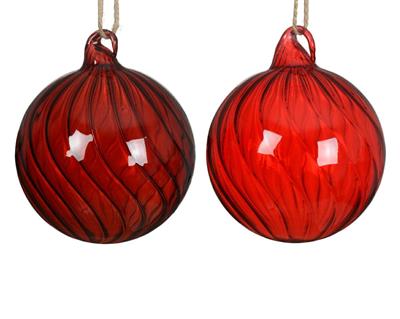 PALLINA DI NATALE ROSSA/BORDEAUX IN VETRO TRASPARENTE 8 CM 1 PZ