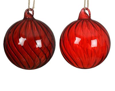 PALLINA DI NATALE ROSSA/BORDEAUX IN VETRO TRASPARENTE 10 CM 1 PZ