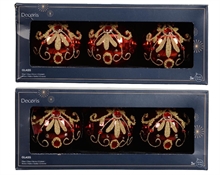 PALLINA IN VETRO BORDEAUX GLITTER ORO 8 CM