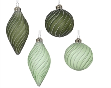 PALLINA DI NATALE IN VETRO TRASPARENTE VERDE GLITTER ARGENTO 8CM