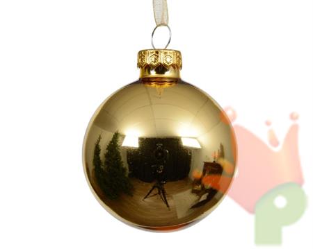 PALLINA DI NATALE IN VETRO LUCIDO ORO CHIARO 8 CM