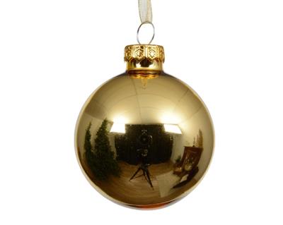PALLINA DI NATALE IN VETRO LUCIDO ORO CHIARO 8 CM