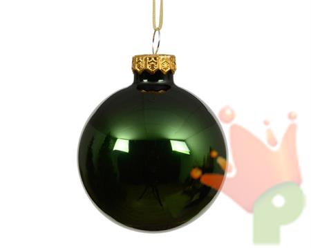 PALLINA DI NATALE IN VETRO LUCIDO VERDE PINO 8 CM