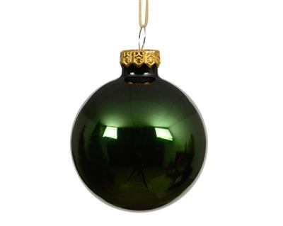 PALLINA DI NATALE IN VETRO LUCIDO VERDE PINO 8 CM
