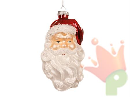 PENDENTE TESTA DI BABBO NATALE IN VETRO H.14,2X6,4X8,1 CM