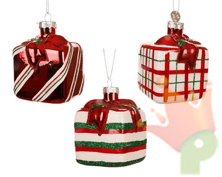 PENDENTE NATALIZIO PACCO REGALO H.8X6CM 1 PZ ASSORTITO