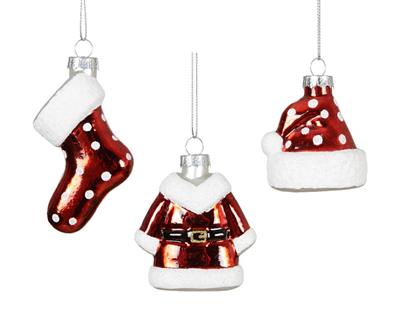 PENDENTE CAPPELLO/VESTITO/CALZA NATALIZIA H.8 CM ASSORTITO