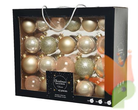 PALLINE DI NATALE PERLA ASSORTITE 42 PZ 7 CM