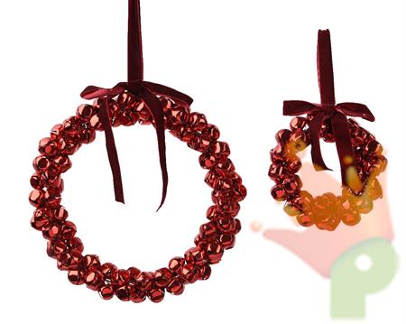 PENDENTE CORONA DI CAMPANELLE ROSSE 25 CM