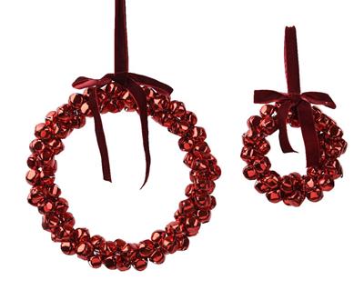 PENDENTE CORONA DI CAMPANELLE ROSSE 25 CM