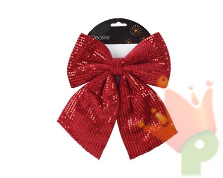 FIOCCO ROSSO SCURO CON PAILLETTES 22X20 CM