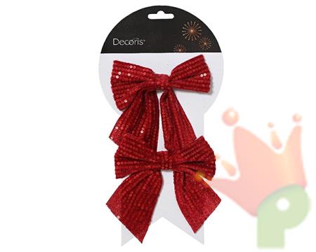 FIOCCO ROSSO SCURO CON PAILLETTES 13X12 CM 2 PZ