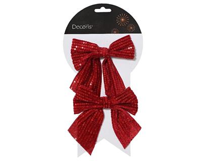 FIOCCO ROSSO SCURO CON PAILLETTES 13X12 CM 2 PZ