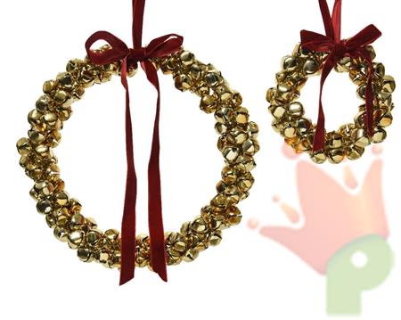 PENDENTE CORONA DI CAMPANELLINE ORO CON FIOCCO 25 CM