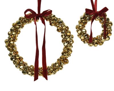 PENDENTE CORONA DI CAMPANELLINE ORO CON FIOCCO 25 CM