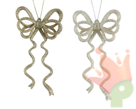 PENDENTE NATALIZIO FIOCCO ORO / ARGENTO 15X8,3X2 CM ASSORTITO