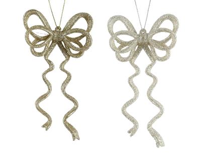 PENDENTE NATALIZIO FIOCCO ORO / ARGENTO 15X8,3X2 CM ASSORTITO