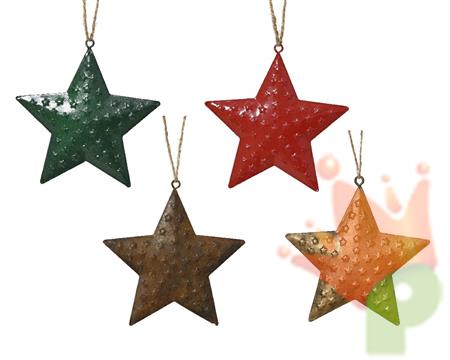 PENDENTE NATALIZIO STELLA IN FERRO 10X1,2 CM ASSORTITA