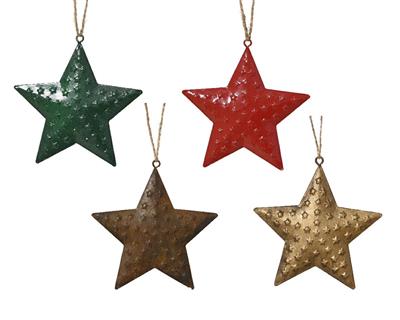 PENDENTE NATALIZIO STELLA IN FERRO 10X1,2 CM ASSORTITA