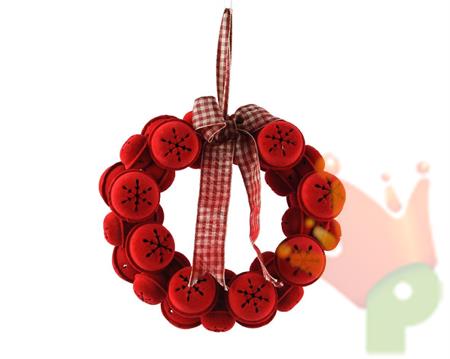 PENDENTE NATALIZIO CORONA DI CAMPANELLE ROSSE 20X20X5,5CM