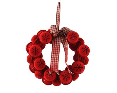 PENDENTE NATALIZIO CORONA DI CAMPANELLE ROSSE 20X20X5,5CM