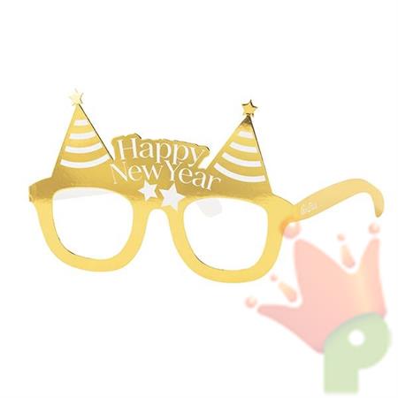 OCCHIALI CARTA HAPPY NEW YEAR BIANCO/ ORO 6 PZ
