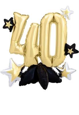 PALLONCINO MYLAR 40 ORO CON BASE