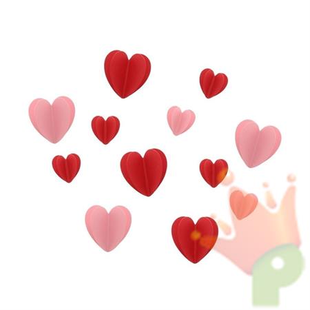 AUTOADESIVI 3D CUORI ROSA E ROSSI 3 - 5 CM